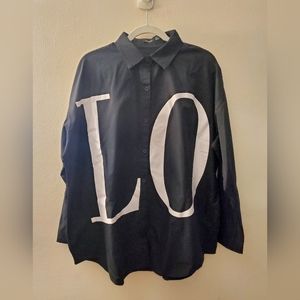 Boohoo Black Button Down